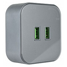 Розетка 2xusb на треке arte milano am-track-sockets 380022ts-usbx2 grey